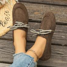 New Lace-Up Soft Sole Casual Flat Shoes, Spring/Autumn Suede Shoes - Coffee Brown - View 10