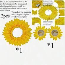 2pcs Creative Sunflower Party Accessory Set, Plush Sunflower Headpiece And Flower Design, Suitable For Halloween, Carnival, Music Festival Party Cosplay Costume Photo Props - Multicolor - View 8