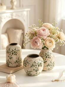 1pc Loven Vintage Floral Ceramic Vase, Cracked Glaze Surface Vase, Dark Edge, Country Style Decorative Vase, Suitable For Home, Living Room, Entrance And Wedding Use. High-End Gift Box Set - Multicolor - View 7