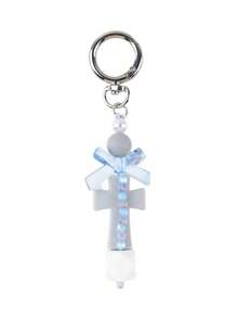 Cute Macaron Cross Beaded Keychain, Transparent Bow Pearl Bag Charm, Y2K Dopamine Color Backpack Pendant Accessory For Women - 2893 - View 17