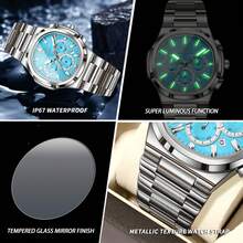 1PC Men's Stainless Steel Casual Date Chronograph Quartz Watch, Fashion Men's Waterproof Luminous Pointer Watch, For Daily Wear, Holiday/Birthday Gift - Multicolor - View 4