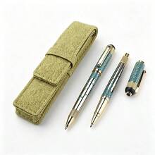 Metal Ballpoint Pen Set Vintage Green Pattern Metal Rollerball Pen With Pen Pouch Business Office Writing Gift Pen For Men Women - 1350 - View 9
