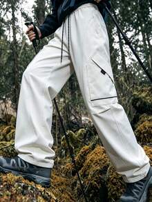 Men's Hiking Ski Trekking Outdoor Large Capacity Side Pocket Wide Leg Pants - White - View 5