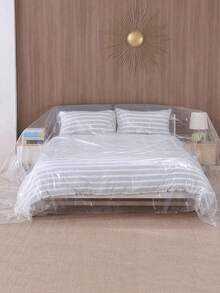 1pc Waterproof Plastic Furniture Dust Cover, Transparent Dust Film For Bed, Sofa, Cabinet, Table And Chair, Dust-Proof And Oil-Smoke Protection, Multi-Functional Plastic Protective Cloth, Dust-Proof Furniture Protective Cover - Multicolor - View 2