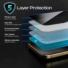 CASECOPS 1Pack Privacy Tempered Glass Screen Protector, Compatible With IPhone 18 Pro Max/18 Pro/17 Pro Max/17 Pro/17 Air/17/17 E/16 Pro Max/16 Pro/16 Plus/16 E/15 Pro Max/15 Pro/15 Plus/15/14 Pro Max/13 Pro/13 Mini/12/11 Pro/11 Series, 9H+ Hardness Tempered Glass, Full Coverage, Anti-Fingerprint, Anti-Scratch, Front HD Display, Side Privacy Protection, No Bubbles, Easy To Install - 1 Pack - View 7