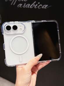Minimalist Fashion Transparent Magnetic Phone Case, Compatible With IPhone 18 Ultra, Supports Foldable Wireless Charging, Hard PC Shockproof Protective Shell - Clear - View 2