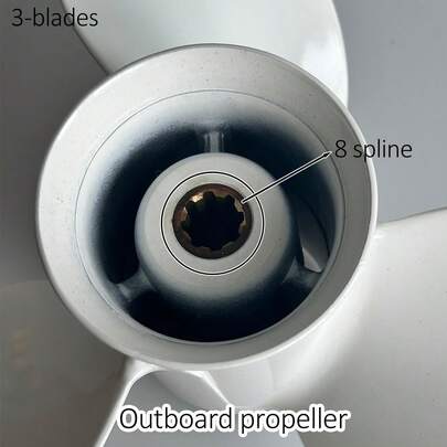 9 1/4*11‑J 3‑Blade Aluminum Alloy Outboard Propeller 8‑Spline Aftermarket Replacement Compatible With 2‑Stroke 9.9HP 15HP & 4‑Stroke 15HP 20HP Boat Motors