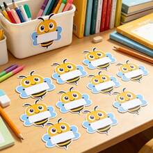 14pcs/Set Back To School Decorations, 12pcs Bee Paper Labels + 2pcs Durable Round Adhesive Stickers, Suitable For Classroom Bulletin Board, Locker, Desk Name Tag Decoration - Multicolor - View 13