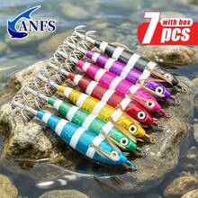 ANFS 7pcs Squid Fishing Lure Squid Jig, Artificial Fishing Bait For Octopus Cuttlefish, Shrimp Squid Hook, Saltwater Hard Bait - Multicolor - View 4