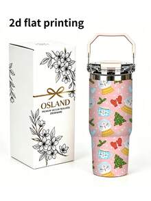 1pc/5pcs 30oz Pink Snowflake Ball Christmas Insulated Tumbler, Stainless Steel, With Handle, Straw And Leak-Proof Flip Lid, Snowman Ball, Christmas Tree And Winter Glove Print, Suitable For Birthday And Holiday Gifts, For Travel, Work, Fitness And Daily Outdoor Use - Pink - Snowman Snow Globe - View 11