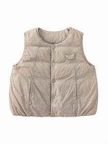 mini bala Autumn Winter Unisex Baby Padded Vest Water Repellent Antibacterial Anti‑Mite Machine Washable Outerwear - Camel - View 4