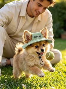 Custom Dog Hat With Ear Holes, Summer Sun Protection Hat For Dogs, Adjustable Dog Sun Hat, Personalized Corduroy Pet Baseball Cap, Suitable For Small, Medium And Large Dogs, Puppy Gift - Multicolor - View 3
