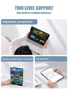 1pc Personalized Customized Couple Family Pet Signature Polka Dot Anti-Drop Protective White Leather Tablet Case For IPad Pro 13, Air 13 - White - View 7