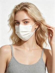100/10pcs Individually Wrapped 3-Ply Disposable UV Protection Face Masks, Unisex Full Coverage Face Shield, Single And 10-Piece Packs Available, Suitable For Daily Outdoor Use - Multicolor - View 5