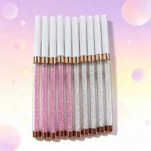 Pink‑White Rhinestone‑Filled Nail Art Brushes, Rose‑Gold Ferrule For Exquisite Hand‑Painted Nail Designs - Pink - View 5