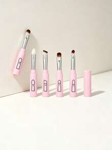 1pc Portable 5-In-1 Makeup Brush, Lightweight Detachable Design, Multi-Functional Beauty Tool For Eyeshadow, Eyebrow, Lip And Eyeliner, Ideal For On-The-Go Makeup - Pink - View 7