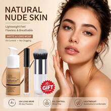 Julystar 3‑Piece Base Makeup Set, Liquid Foundation & Concealer With Free Makeup Brush, Soft Matte Long‑Wear 16H Oil Control, Lightweight Breathable, Full Coverage For Natural Flawless Daily Face Makeup - Set - View 7