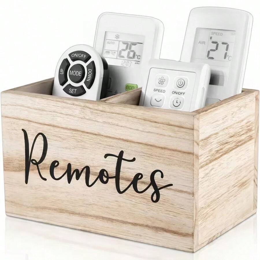Remote Control Storage Box With 2 Compartments, Suitable For Bedside Table And Sofa Media Organizer, Desktop Stationery Storage Box, Home Desktop And Drawer Organizer - Multicolor - View 1