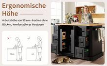 Kitchen Island Made Of Wood With 2 Doors And 6 Drawers With Storage On Wheels Black For Kitchen - Black - View 8