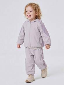 mini bala 2026 Autumn Winter Unisex Toddler Water Repellent Jacket Pants Set Cool Outdoor Style All‑Match Outfit - Smoky Silver - View 4