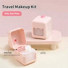 1 Pack Portable Travel Makeup Remover Case, 2-In-1 Wash & Remove Makeup Set, Multi-Functional Mini Storage Box, Pocket Size For Travel & Business Trips - View 1