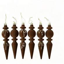 6Pcs Velvet Icicle Ornaments For Christmas Tree Holiday Hanging Decorations - Chocolate - View 6