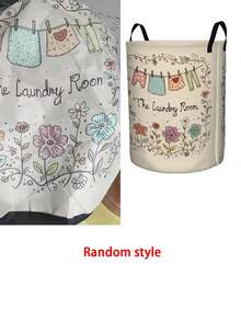Fashionable Pastoral Style Clothes Rack & Floral Print Laundry Basket, Suitable For Laundry Room, Bedroom, Bathroom And Living Room Storage, With Handle, Perfect For Storing Clean Clothes, Blankets And Garments - Multicolor - View 9