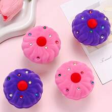 1 Pc Exquisite Cake Velvet Jewelry Box Shiny Crystal Ring Container Wedding Ring Boxes For Earrings Necklace Bracelet Display Gift Box Holder - Multicolor - View 3