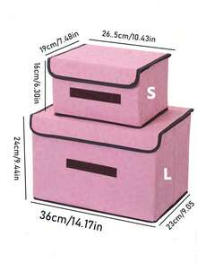 1pc Foldable Storage Box, Large Capacity Organizer Bin, Portable Clothing Storage Box, Suitable For Underwear, Socks And Other Items Dustproof And Moisture-Proof Wardrobe Storage, Closet Organizer, Vanity Storage Box, Dormitory Clothes, Toys, Books, Snacks And Other Miscellaneous Items Storage, Linen Material Foldable Storage Container, Multi-Functional Home Storage Box, Clothing Organizer Storage Box - Pink - View 10