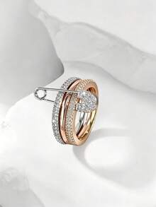 1pc Creative Fashion Personalized Micro-Inlaid Zirconia Triple Ring Brooch Ring For Women Daily Wear - Brooch Ring - View 35