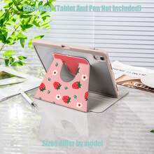 Strawberry Flower Pattern Tablet Protective Case, Tri-Fold High Transparency Acrylic With Pen Slot Protective Case. Tablet Protective Case Features: Tri-Fold Stand Design, Smart Sleep/Wake, Full Protection, Skin-Friendly Frame Material, Airbag Shockproof Frame, Multi-Angle Stand, Built-In Pen Slot, Precise Cutouts, Lightweight And Portable. Compatible With IPad Mini4/5 (7.9 Inch), Mini6/7 (8.3 Inch); Air1/2/3, IPad5/6/8 Generation (9.7 Inch); IPad2019-2021, Pro10.5, Air3 Universal - Multicolor - View 7