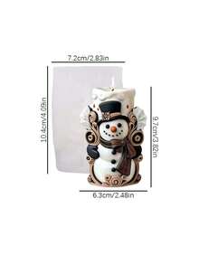 1pc Snowman Cylinder Silicone Mold, Soap & Plaster Making Tool, Cute Snowman Pillar Shape Home Decor, Candlelight Dinner Aromatherapy Candle Making, Creative Gift - Snowman Cylinder Mold - View 2