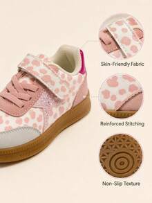 Unisex Kids Fashion Slip-On Hook & Loop Athletic Shoes, Versatile Back-To-School Style, Suitable For All Seasons And Outdoor Activities - Pink - View 6