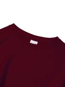 Autumn/Winter Ribbed Cotton Long Sleeve Top For Girls, Casual Sporty College Style - Maroon - View 5