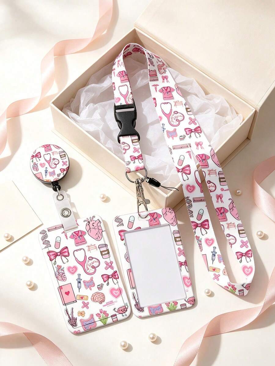 Set Tempat Kartu Identitas Bertema Medis, Tempat Kartu Identitas Akrilik Motif Medis Warna Pink, Dengan Tali Gantungan yang Dapat Ditarik dan Tali Leher Panjang, Tempat Kartu Identitas Mahasiswa Keperawatan, Anti-Hilang, Portabel, Gaya Segar dan Manis, Cocok untuk Perjalanan, Kerja, dan Penggunaan di Kampus, Rekomendasi Hadiah untuk Keluarga, Teman, dan Kolega - MultiWarna - View 1