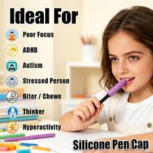 5 Packs Chewable Silicone Pencil Toppers, Random Color Sensory Pencil Grips With Bumpy Texture, Soft Flexible Tip Protectors For Autism, ADHD, Kids, School & Office - Soft Silicone Pen Sleeve - View 7