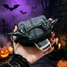 Halloween Punk Gothic Bat Wing Multi Purpose Data Cable Storage Bag,Wallet, 4 Zipper Layers Ultra Slim Portable Coin Purse, Multi-Pocket Small Storage Pouch, Lightweight Pocket Bag For Cards Coins Keys, Fashion Daily Carry Accessory ,Halloween Gift - Dark 3D Bat Wing Storage Bag Series - View 9