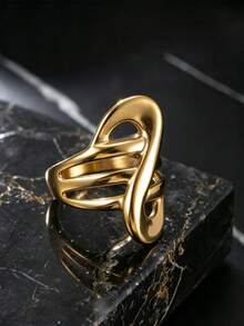 1pc Fashion Stainless Steel Men's Musical Note Ring, Suitable For Men's Daily Wear And Holiday Accessory - Gold - View 10