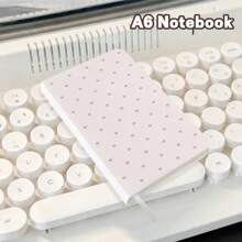 1pc White Polka Dot High-Quality Appearance Notebook, A6 Student Notebook, Pocket Notebook For Organizing Notes, PU Leather Cross-Grain Small Notebook, Lightweight And Portable, Suitable For Daily Writing Use School Supplies - Polka Dots - View 18