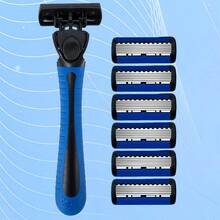 6‑Layer Blades Men Manual Razor, Replaceable Shaving Heads Ergonomic Non‑Slip Handle Smooth Beard Shaving Tool - Safety Tazor + Blade - View 17