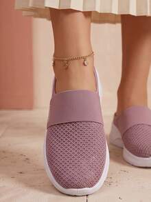 Women's Summer Mesh Half-Slip-On Slouchy Shoes, Slip-On Backless Casual Shoes, Breathable Soft Sole Comfortable Wear Mule Slippers - Pink - View 4