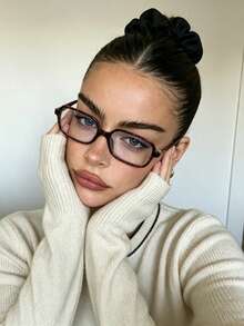 Women's Vintage Leopard Print Square Frame Glasses, Y2K Style, Decorative Glasses, Halloween Style, Suitable For Daily Office Commute, Back To School Season - A - View 3
