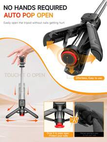 TOKQI Mini Selfie Stick With Auto Open Tripod,Wireless Bluetooth Wireless Remote Control, Detachable 360° Rotation Phone Holder,Extended Ground Stand Suitable For Smartphones Vlogging,Vacation,Travel,Holiday,Family Party,Recording,Shooting - TT22 - View 5