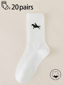 30/10/20/5/1/15 Pairs Men's Casual Cotton Mid-Calf Socks, Women's Socks, White/Black, Suitable For Winter/Autumn/Summer/Spring, Sports, Moisture-Wicking And Breathable - Multicolor - View 11