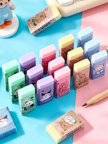 Fresh Cute Adorable Pattern Eraser, Cleans Cleanly With Less Residue, Suitable For Students' Daily Use, Back To School Essential - Multicolor - View 6