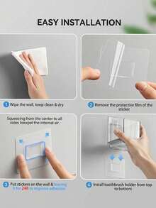 1pc Transparent Toothbrush Holder, Divided Wall-Mounted Storage Rack, Multi-Functional Bathroom Storage Accessory, Creative No-Drill Bathroom Organizer, For Storing Toothbrush Tools, Combs And Razors, Home Bathroom Decor - Multicolor - View 7