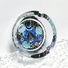 Creative Pattern Glass Ashtray, 3.34 Inch Round Ashtray, Fashionable Home Decor Ashtray, Holiday Gift For Friends - Colorful - View 6