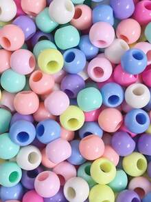 50pcs Acrylic Large Hole Round Solid Color Beads DIY Bracelet Necklace Phone Chain Pendant Tassel Dreamcatcher Jewelry Accessories - Multicolor - View 5