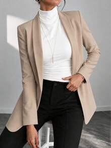 Women Blazers - Beige - View 1