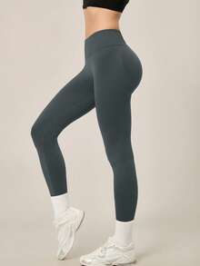 TimeOff Women's 1pc Seamless Solid Color Ruched Butt-Lifting Skinny Ankle Pants - Dark Grey - View 5